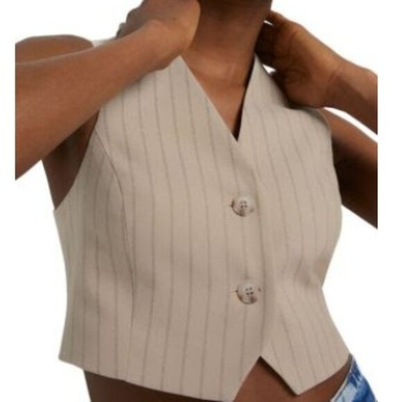 River Island, cropped, sophisticated pinstriped vest - US S - Picture 1 of 8